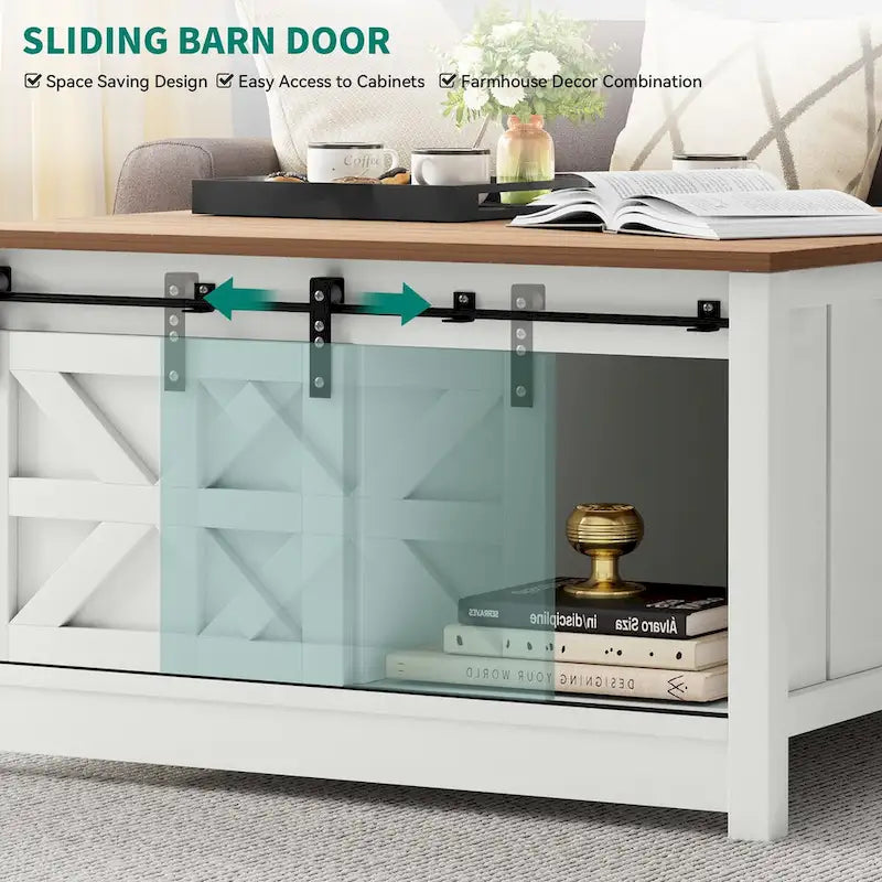 Moasis Table Basse de Ferme avec Porte Coulissante - 31.5