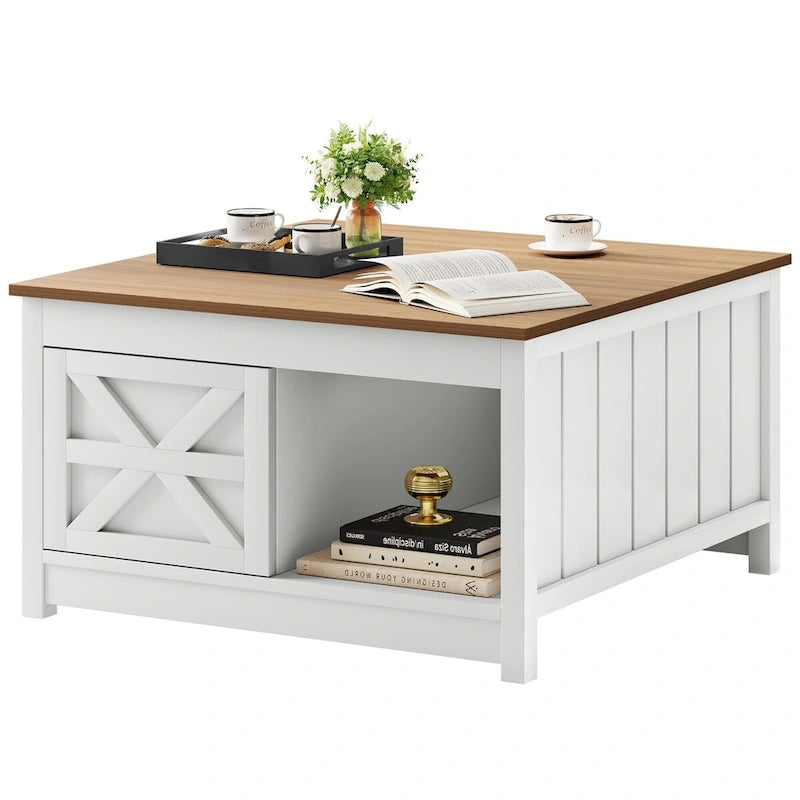 Moasis Table Basse de Ferme avec Porte Coulissante - 31.5