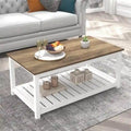 Table basse de style rustique avec étagère de rangement - 55,1P x 99,8L x 44,9H cm