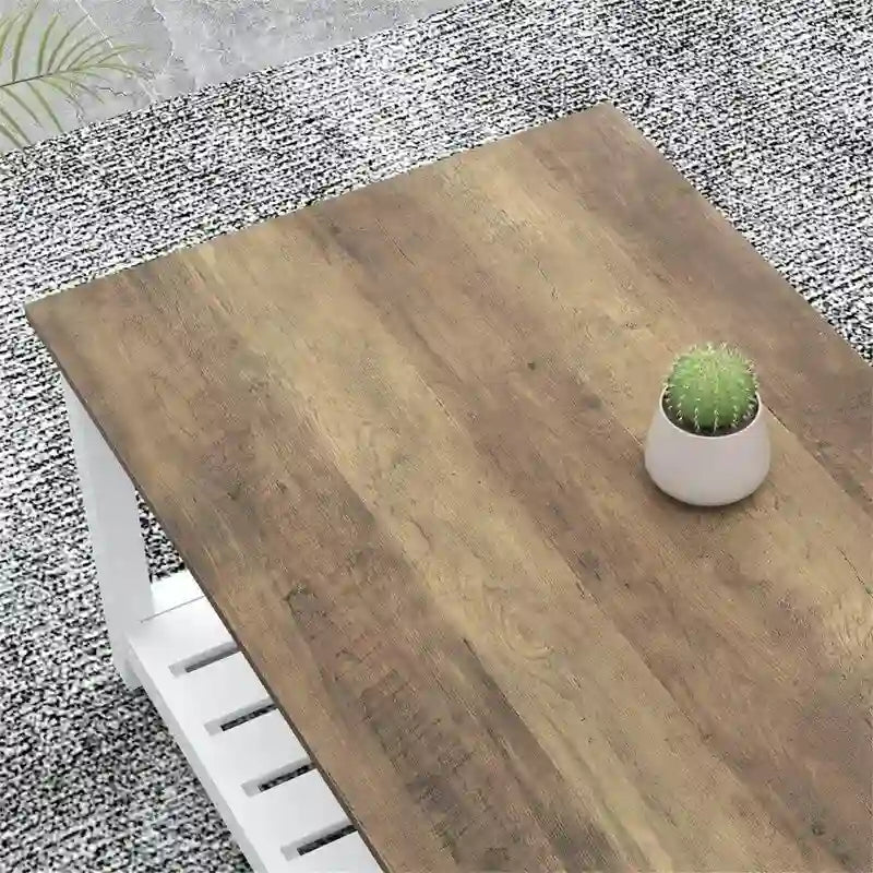Table basse de style rustique avec étagère de rangement - 55,1P x 99,8L x 44,9H cm