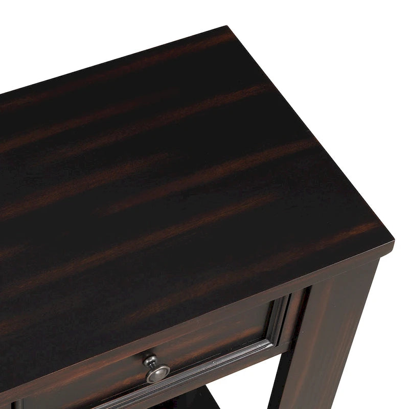 Console en bois de pin avec 4 tiroirs et étagère inférieure pour entrée ou couloir