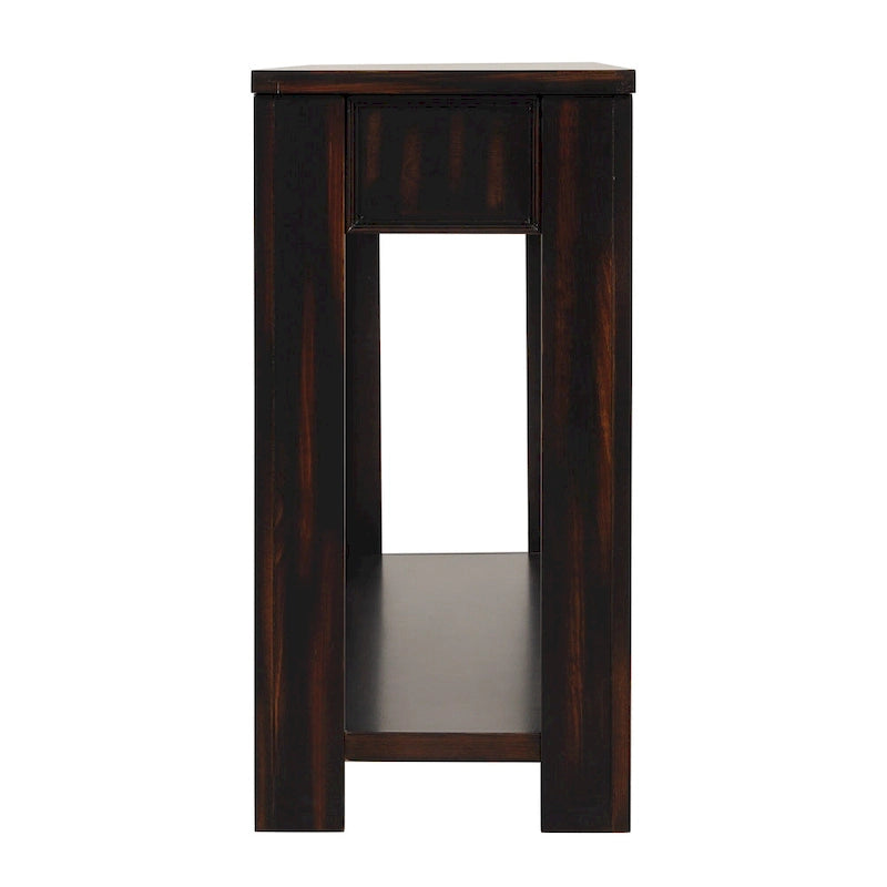 Console en bois de pin avec 4 tiroirs et étagère inférieure pour entrée ou couloir