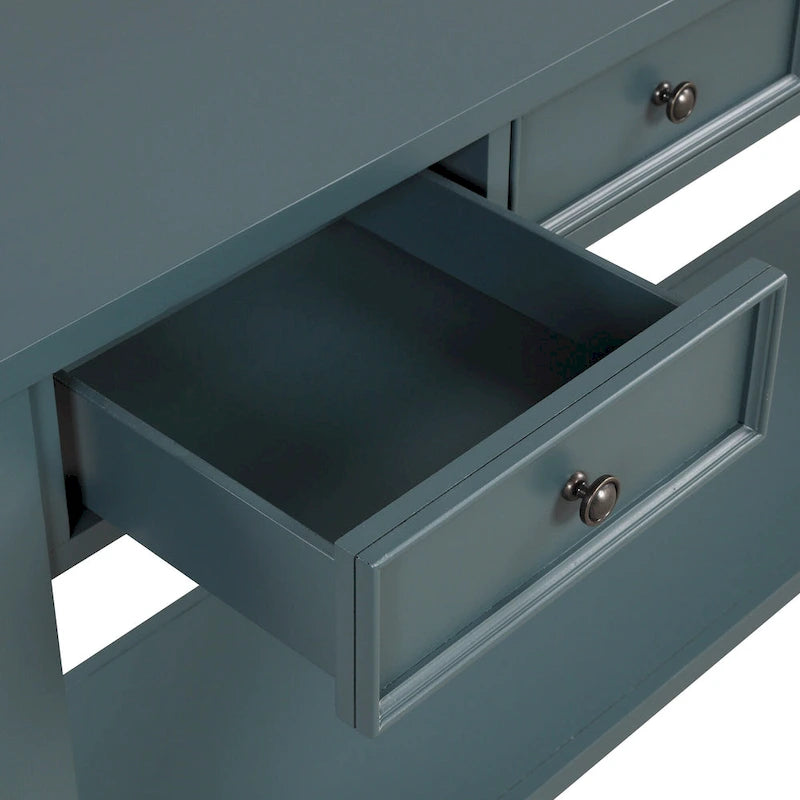 Console en bois de pin avec 4 tiroirs et étagère inférieure pour entrée ou couloir