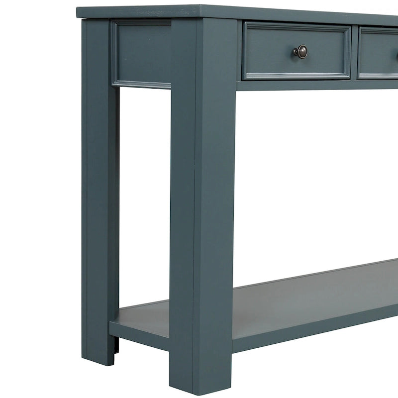 Console en bois de pin avec 4 tiroirs et étagère inférieure pour entrée ou couloir