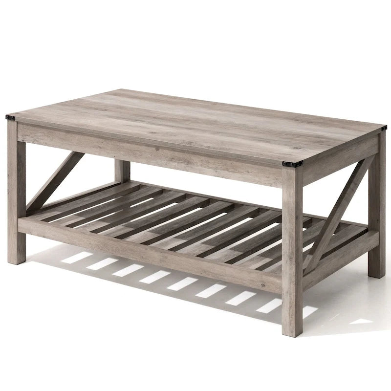 VredHom Table basse de salon avec étagère – 46 cm (H) x 102 cm (L) x 56 cm (P)