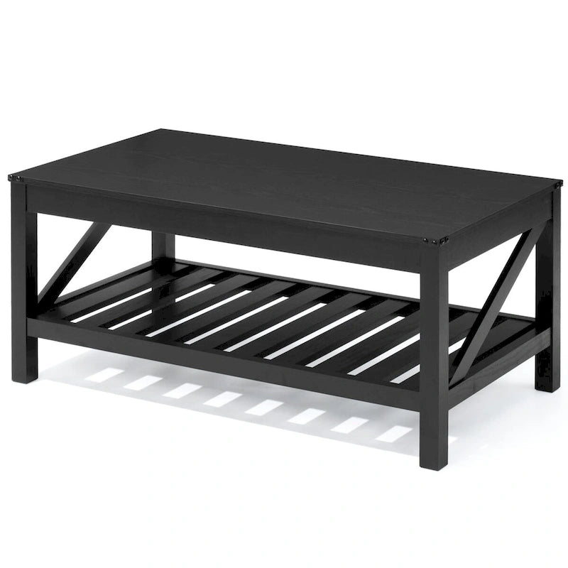 VredHom Table basse de salon avec étagère – 46 cm (H) x 102 cm (L) x 56 cm (P)