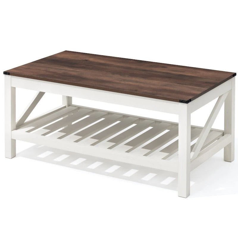 VredHom Table basse de salon avec étagère – 46 cm (H) x 102 cm (L) x 56 cm (P)