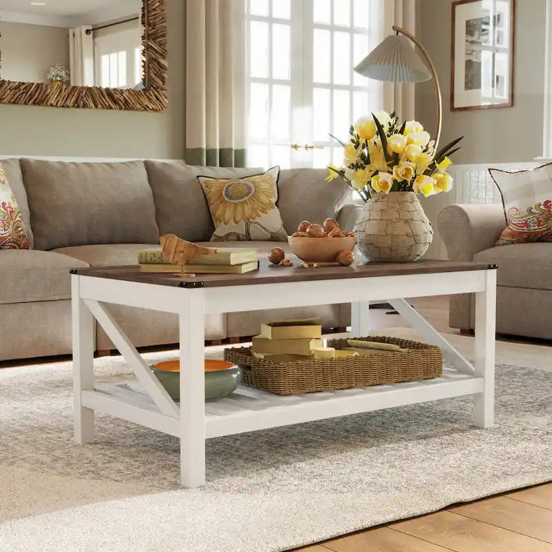 VredHom Table basse de salon avec étagère – 46 cm (H) x 102 cm (L) x 56 cm (P)
