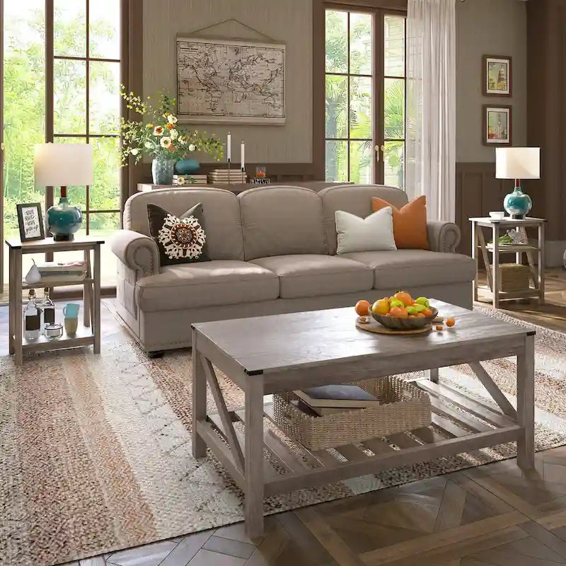 VredHom Table basse de salon avec étagère – 46 cm (H) x 102 cm (L) x 56 cm (P)