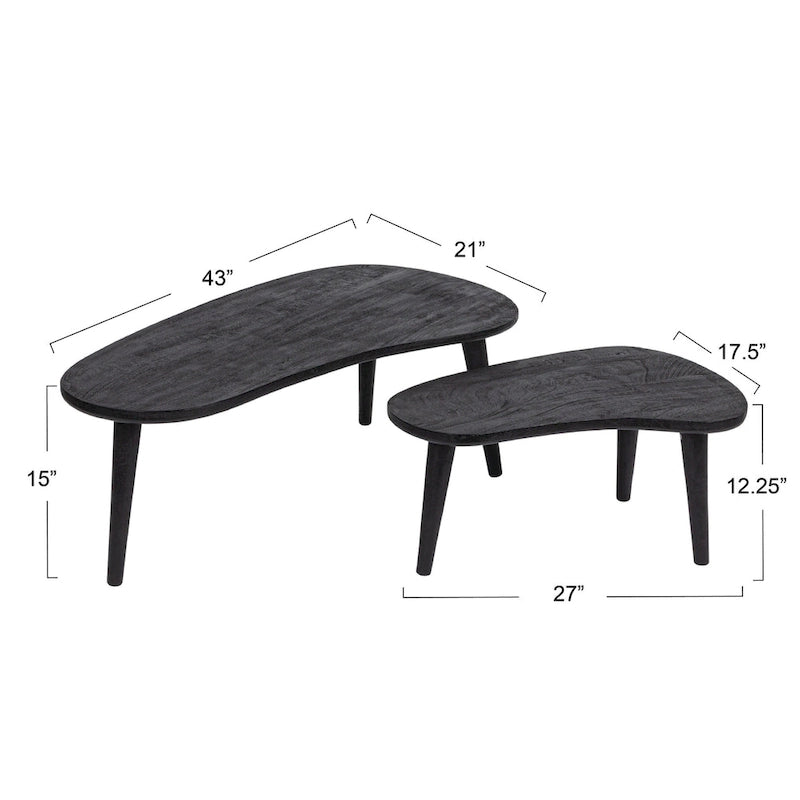 Tables basses gigognes oblongues en bois - 43,0L x 21,0l x 15,0H