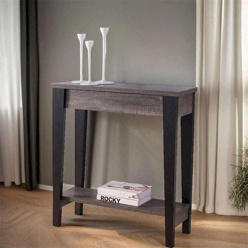 Console moderne avec étagère inférieure et pieds fuselés
