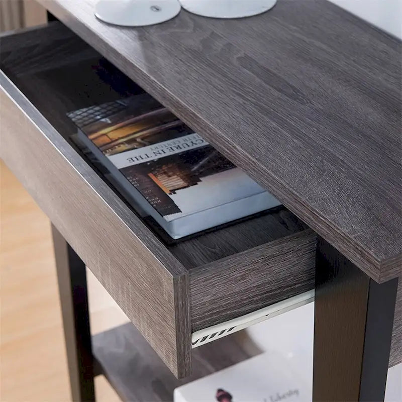 Console moderne avec étagère inférieure et pieds fuselés
