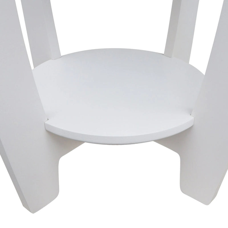 Table d'appoint ronde en bois à 2 niveaux, blanc et marron