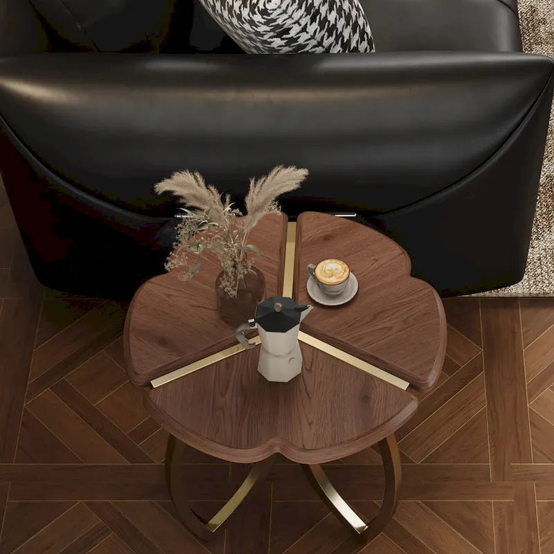 Tables basses gigognes rondes en noyer, style Mid-Century, 2 pièces - 39,8L * 39,8l * 15H