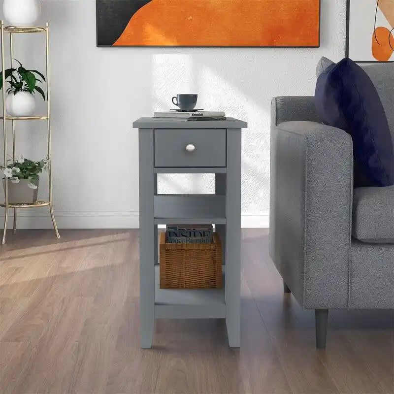 Table d'appoint étroite avec tiroir et étagère - 11,22P x 23,62L x 24,02H