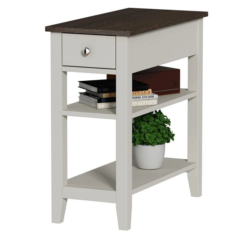 Table d'appoint étroite avec tiroir et étagère - 11,22P x 23,62L x 24,02H