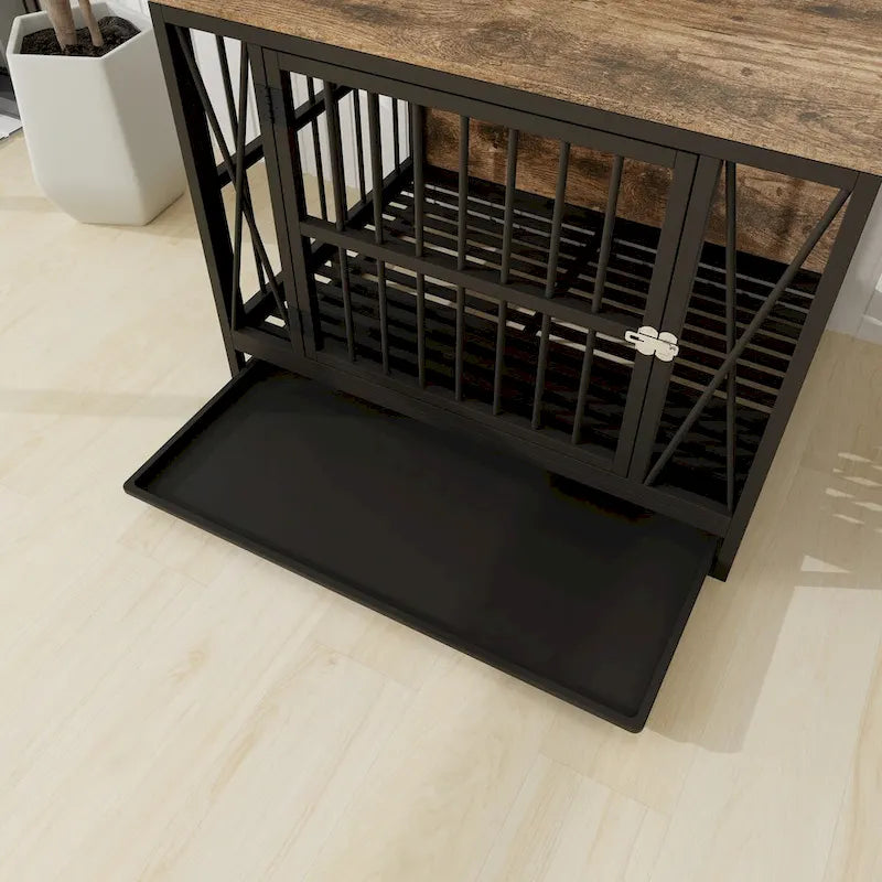 Meuble de caisse pour chien, niche pour chiens jusqu'à 70 lb (32,67 pouces), plateau amovible, table d'appoint robuste pour chien