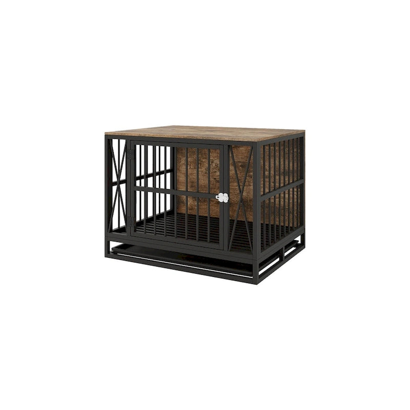 Meuble de caisse pour chien, niche pour chiens jusqu'à 70 lb (32,67 pouces), plateau amovible, table d'appoint robuste pour chien