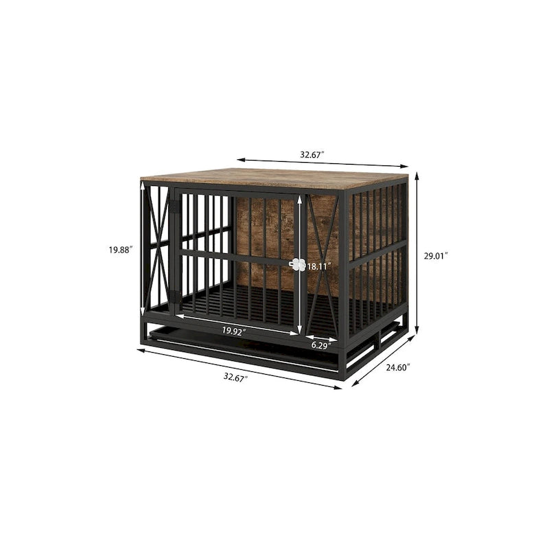 Meuble de caisse pour chien, niche pour chiens jusqu'à 70 lb (32,67 pouces), plateau amovible, table d'appoint robuste pour chien