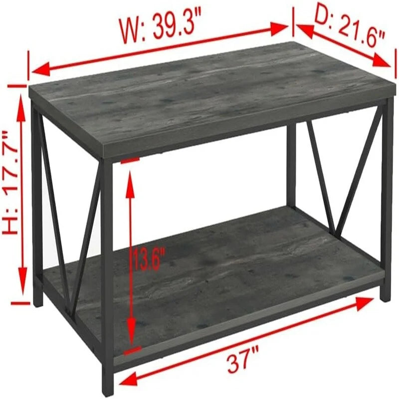 Table basse en bois rustique - 21,6P x 39,3L x 17,7H