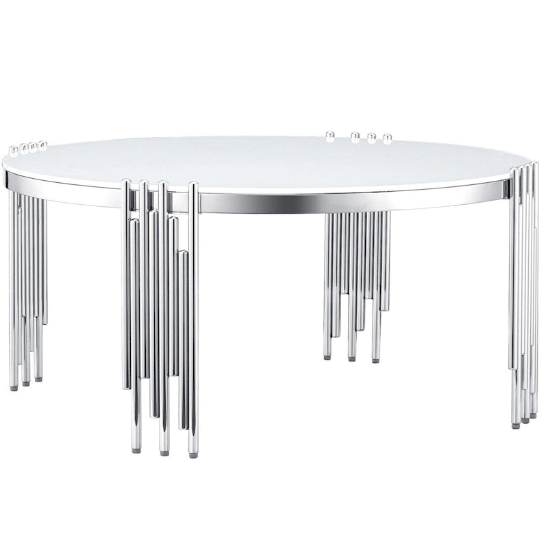 Table basse ronde en verre trempé à 3 niveaux avec plateau rotatif à 360 degrés