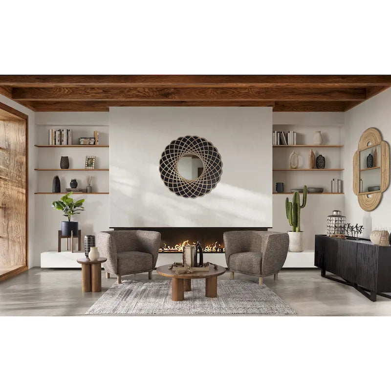 Sagebrook Home Mango Wood Elegant Pair of Boho Coffee Tables for Modern Homes