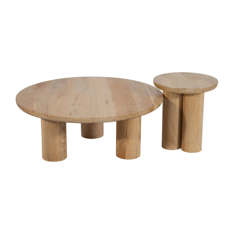 Sagebrook Home Paires de Tables Basses Élegantes en Bois de Mangue pour Intérieurs Modernes