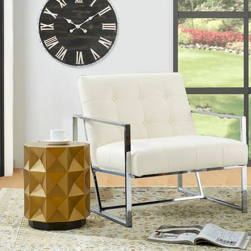 Table d'appoint ou tabouret d'appoint géométrique en or antique Glitzhome 17H - 14L x 14W x 17H