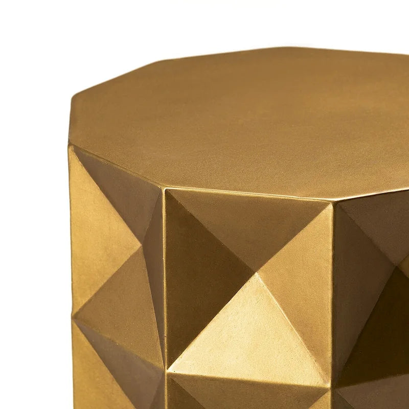 Table d'appoint ou tabouret d'appoint géométrique en or antique Glitzhome 17H - 14L x 14W x 17H