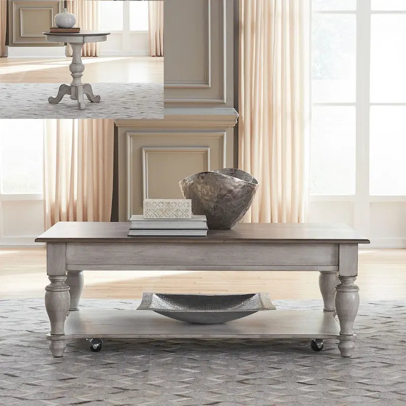 Ensemble de 3 tables basses en option Ocean Isle Blanc antique
