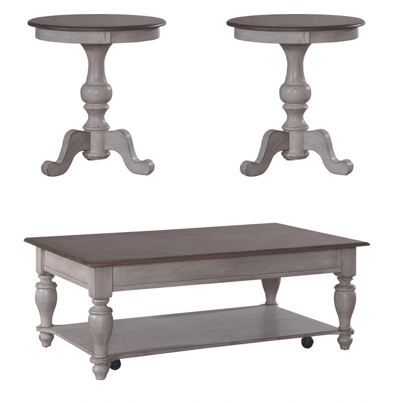 Ensemble de 3 tables basses en option Ocean Isle Blanc antique