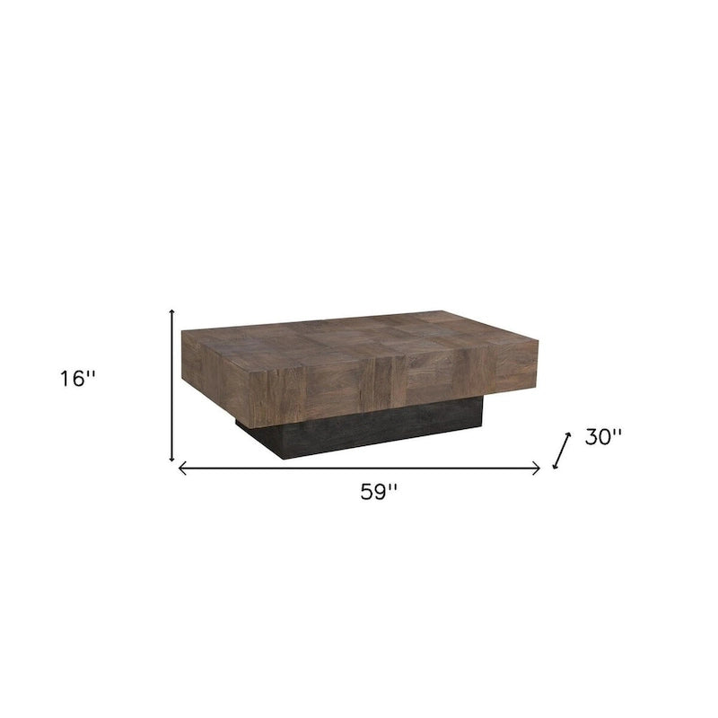 HomeRoots Table basse 59 en bois massif marron foncé et noir - 59