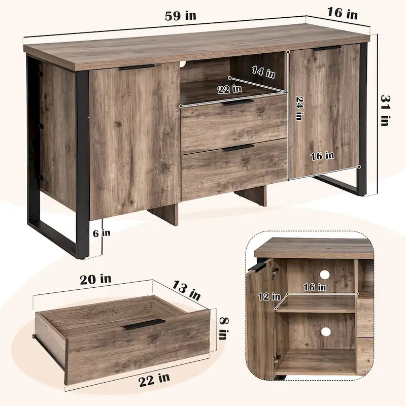 Meuble de rangement 2 portes 2 tiroirs et meuble TV