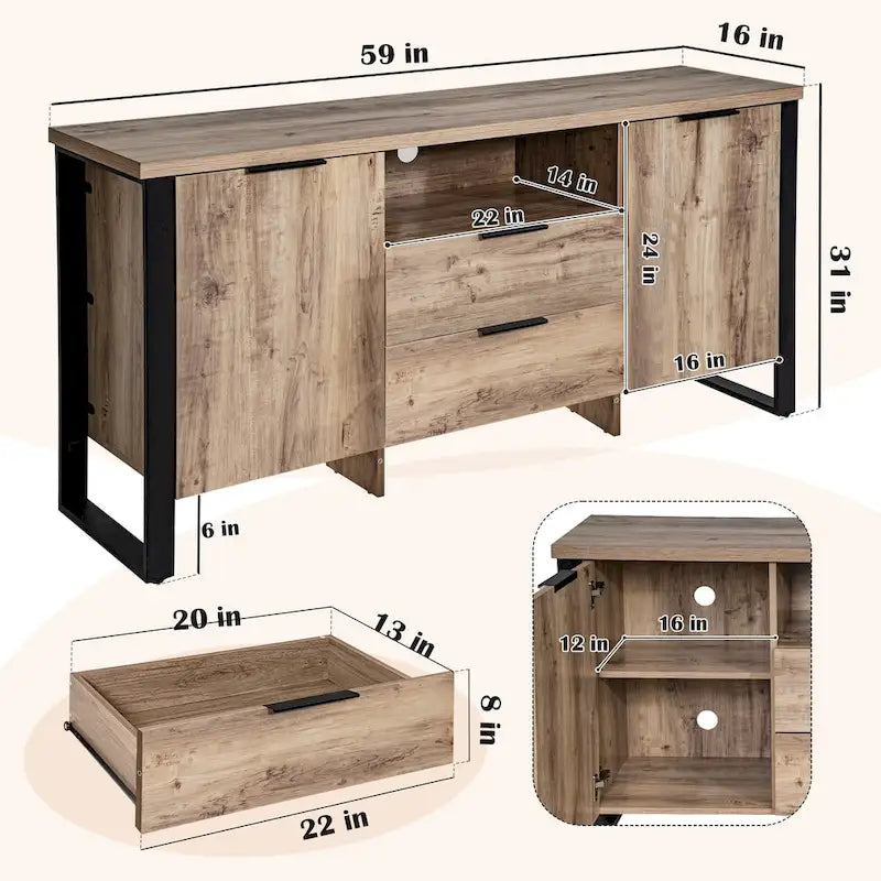 Meuble de rangement 2 portes 2 tiroirs et meuble TV