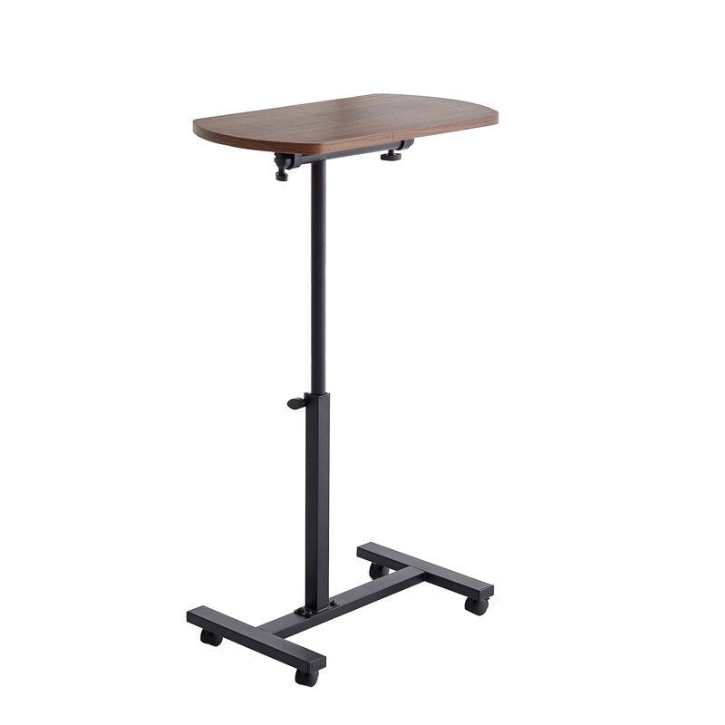 Table d'appoint en C Mieres, table de canapé avec cadre en métal et plateau pivotant à 360 degrés réglable en hauteur
