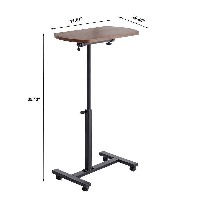 Table d'appoint en C Mieres, table de canapé avec cadre en métal et plateau pivotant à 360 degrés réglable en hauteur