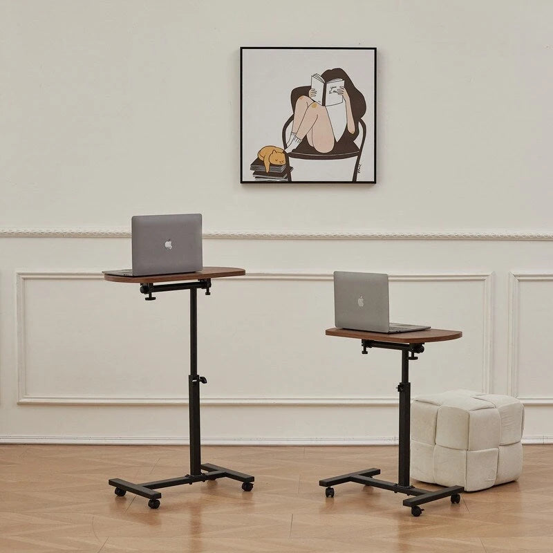 Table d'appoint en C Mieres, table de canapé avec cadre en métal et plateau pivotant à 360 degrés réglable en hauteur