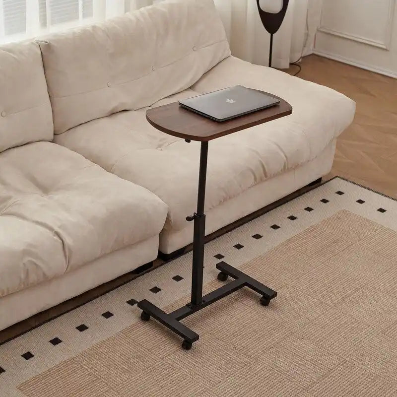 Table d'appoint en C Mieres, table de canapé avec cadre en métal et plateau pivotant à 360 degrés réglable en hauteur