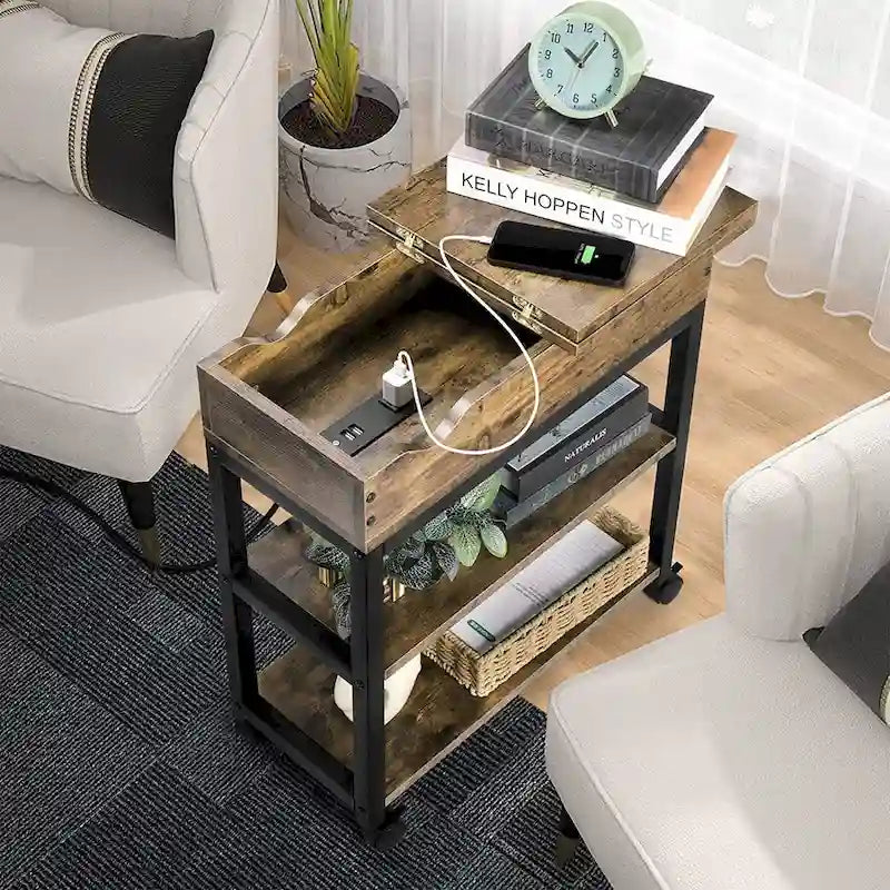 Table d'appoint avec ports USB et prises électriques