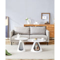 Ensemble de 2 tables basses rondes avec plateau effet marbre et base en acier avec 2 lits pour chats, multifonctionnel et élégant