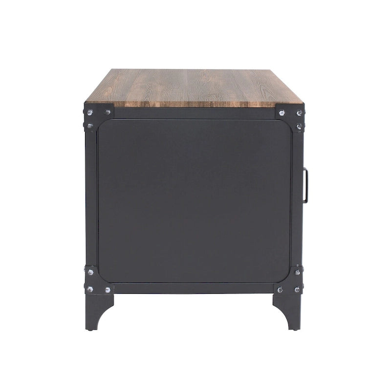 Ensemble table basse et table d'appoint 2 pièces de rangement Conner Rustic en noyer foncé et acier de Furniture of America