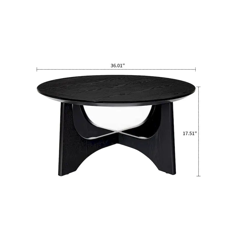 Table basse ronde en bois contemporaine et élégante avec pieds croisés attrayants