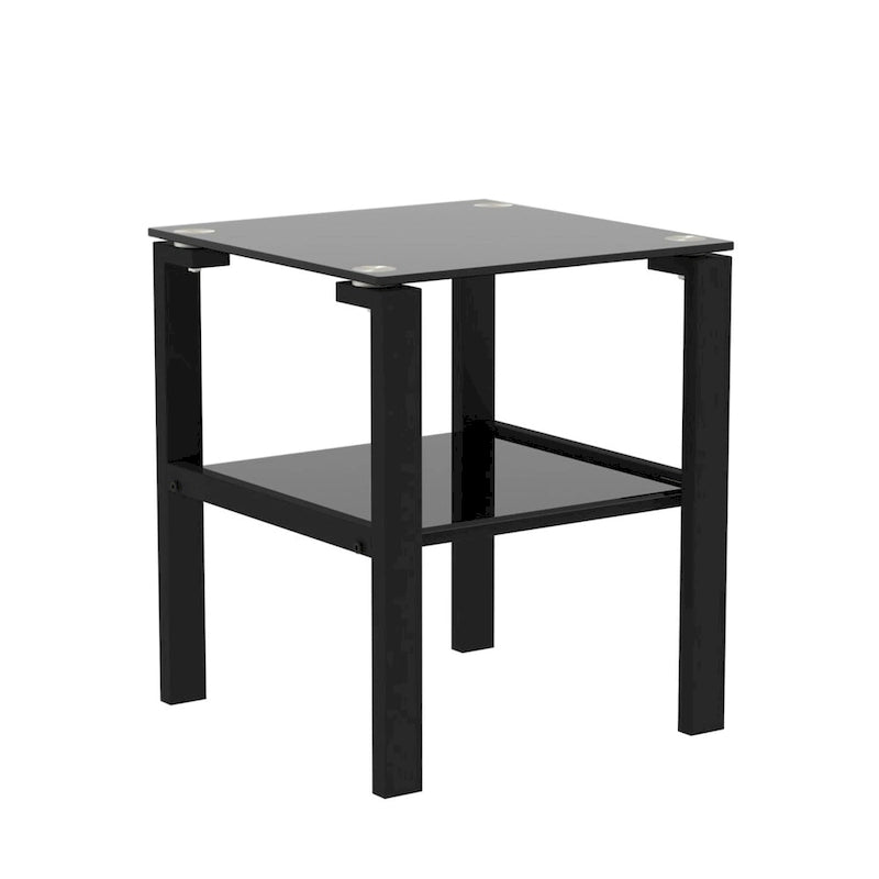 Lot de 2, table à thé à deux niveaux en verre, petite table ronde, table d'angle de chambre, table d'appoint de salon