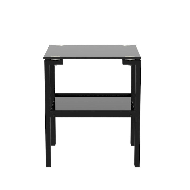 Lot de 2, table à thé à deux niveaux en verre, petite table ronde, table d'angle de chambre, table d'appoint de salon