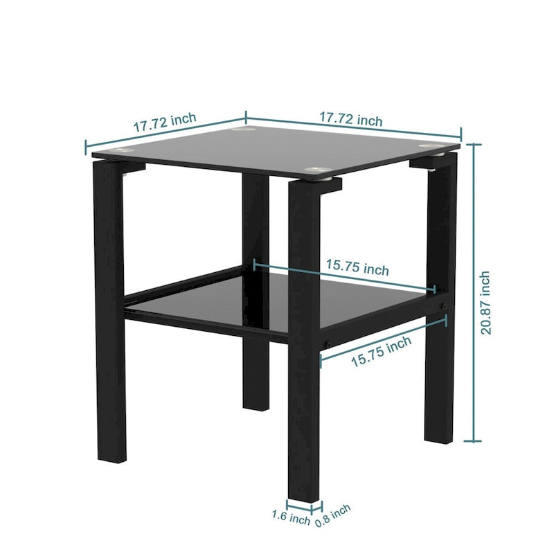 Lot de 2, table à thé à deux niveaux en verre, petite table ronde, table d'angle de chambre, table d'appoint de salon