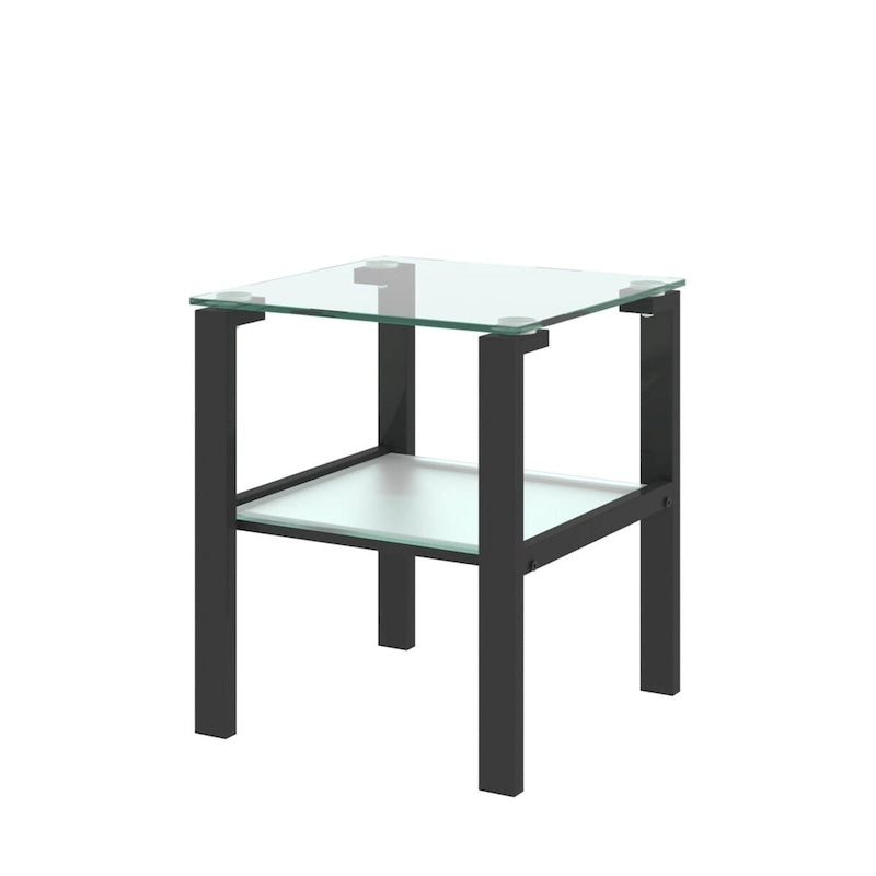 Lot de 2, table à thé à deux niveaux en verre, petite table ronde, table d'angle de chambre, table d'appoint de salon