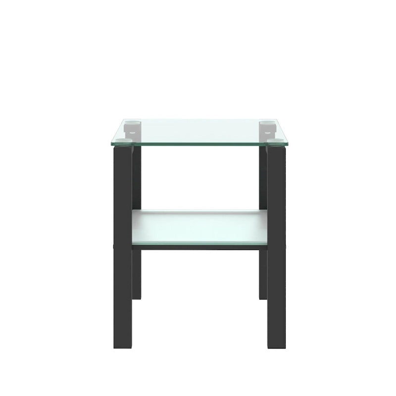 Lot de 2, table à thé à deux niveaux en verre, petite table ronde, table d'angle de chambre, table d'appoint de salon