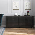 WYNDENHALL Halifax Armoire de rangement transitionnelle large en bois massif 66 po à 4 portes en brun hickory - 18p x 66l x 34h