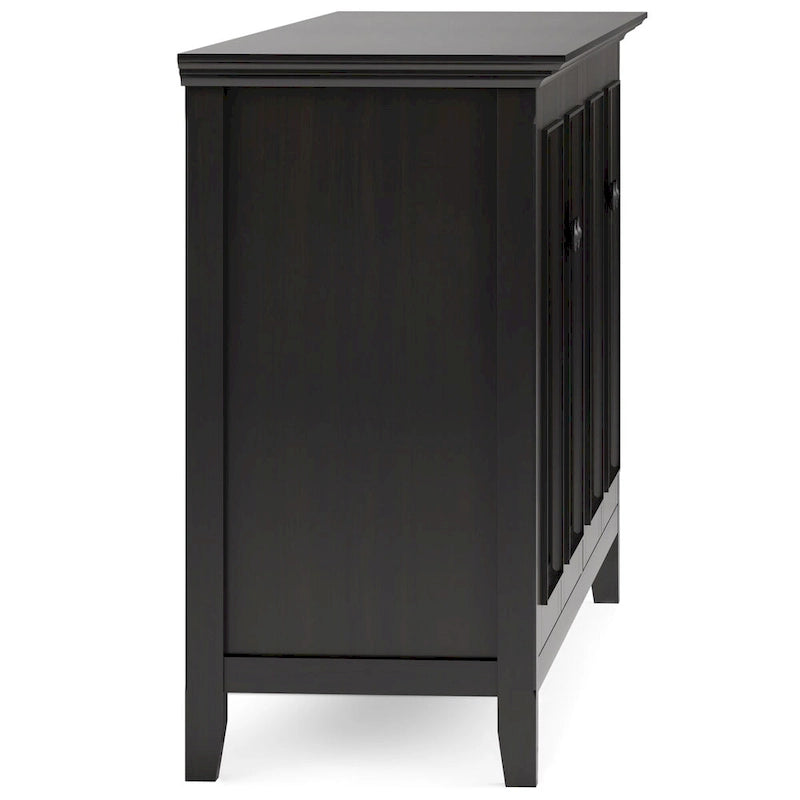 WYNDENHALL Halifax Armoire de rangement transitionnelle large en bois massif 66 po à 4 portes en brun hickory - 18p x 66l x 34h