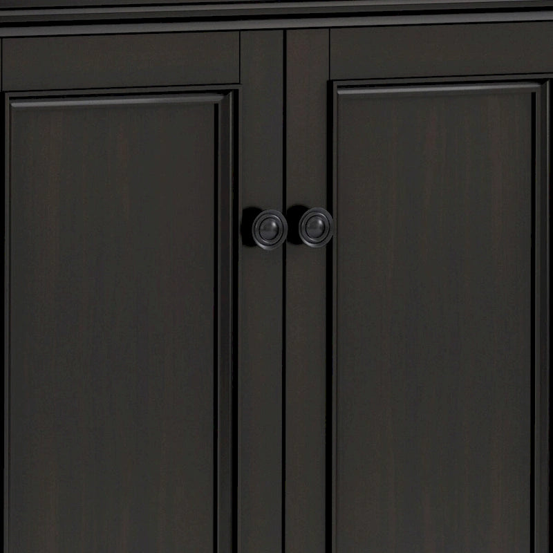 WYNDENHALL Halifax Armoire de rangement transitionnelle large en bois massif 66 po à 4 portes en brun hickory - 18p x 66l x 34h
